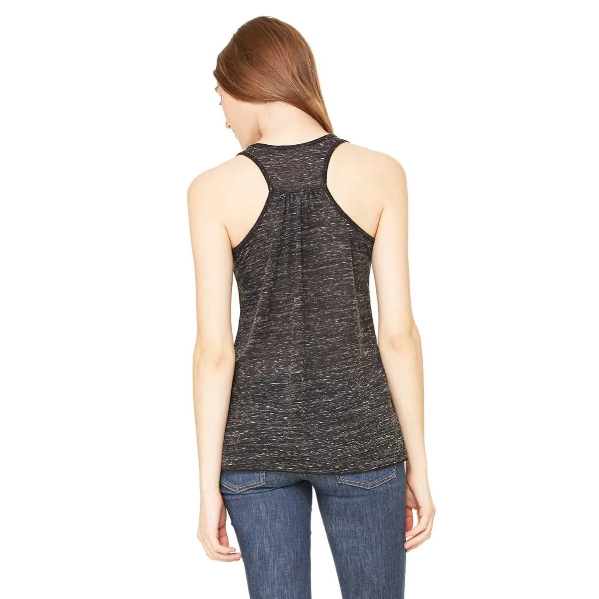 Bella   Canvas Women's Black Marble Flowy Racerback Tank