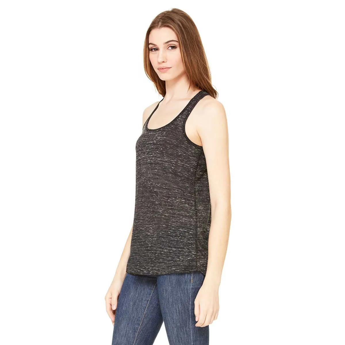 Bella   Canvas Women's Black Marble Flowy Racerback Tank