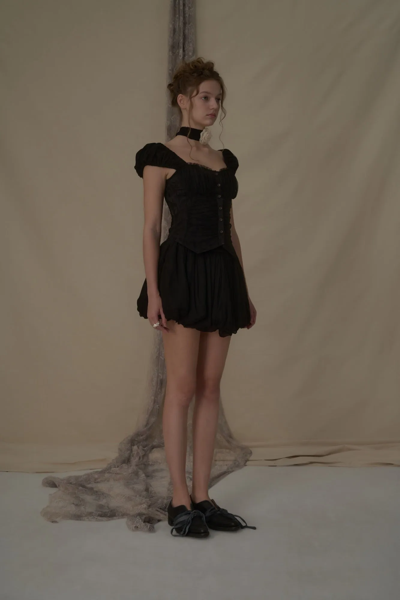 Black Puff Bud Skirt