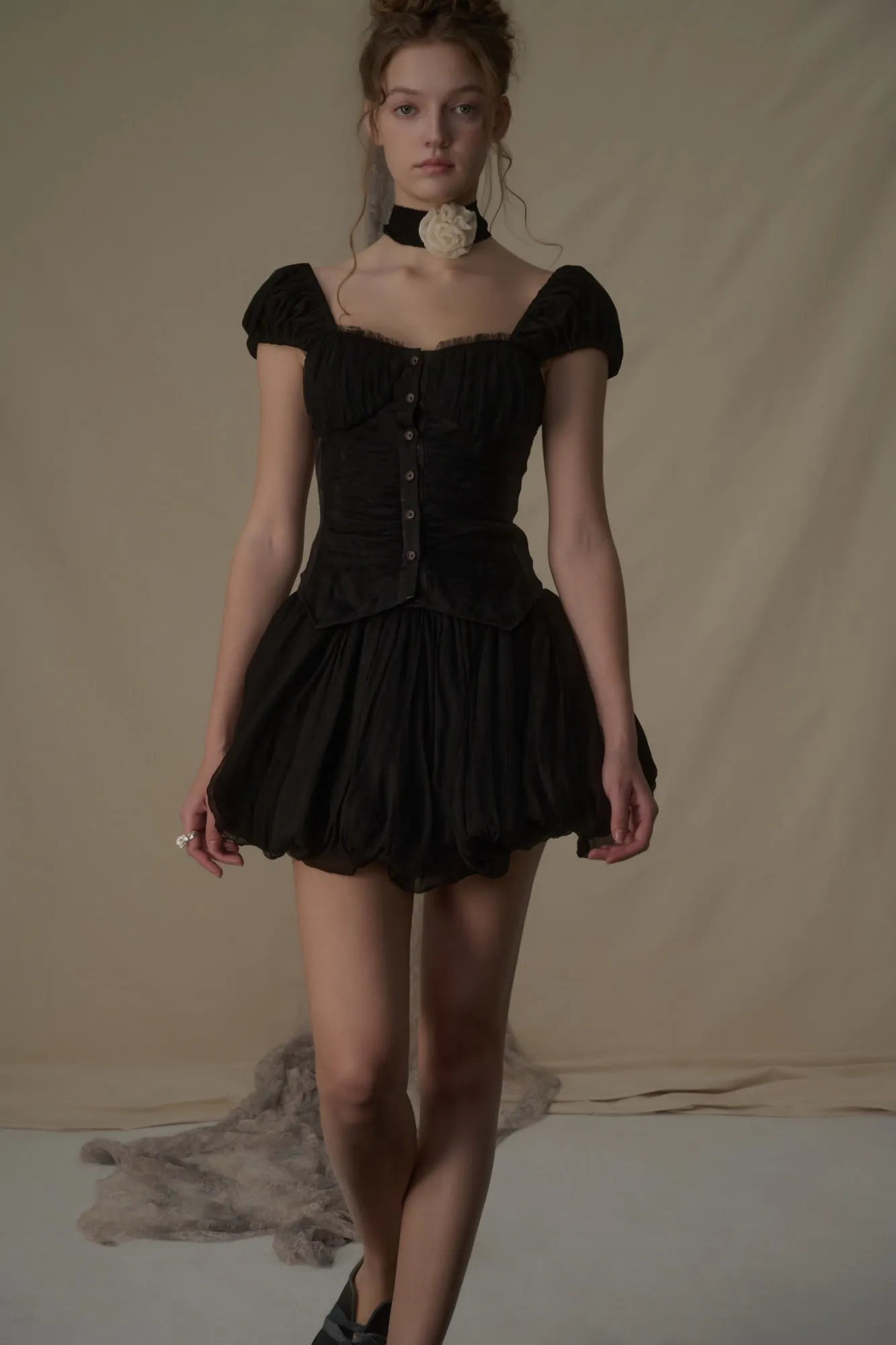 Black Puff Bud Skirt