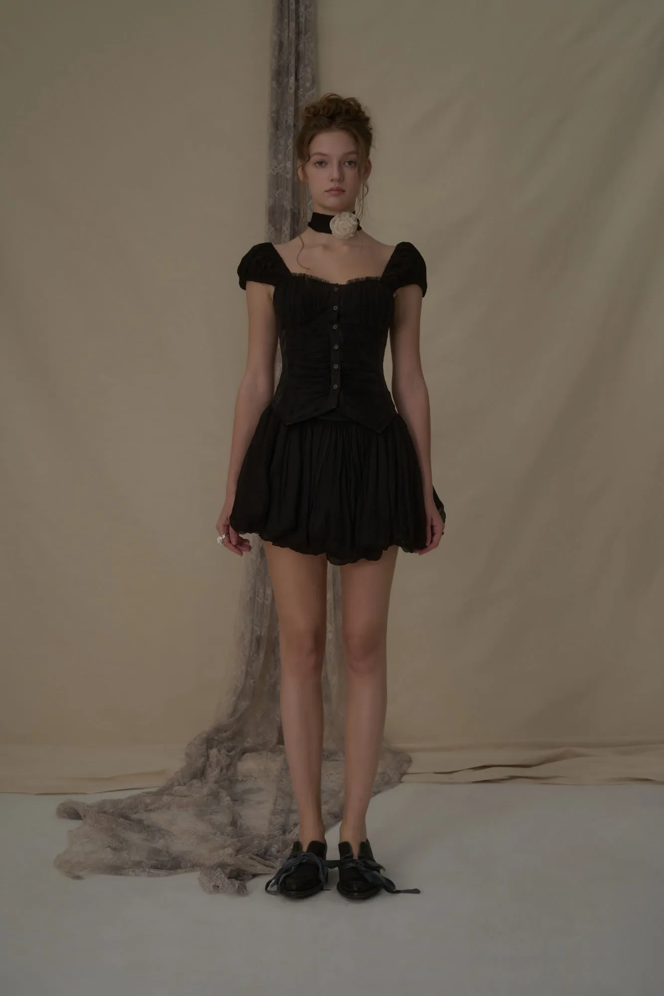 Black Puff Bud Skirt