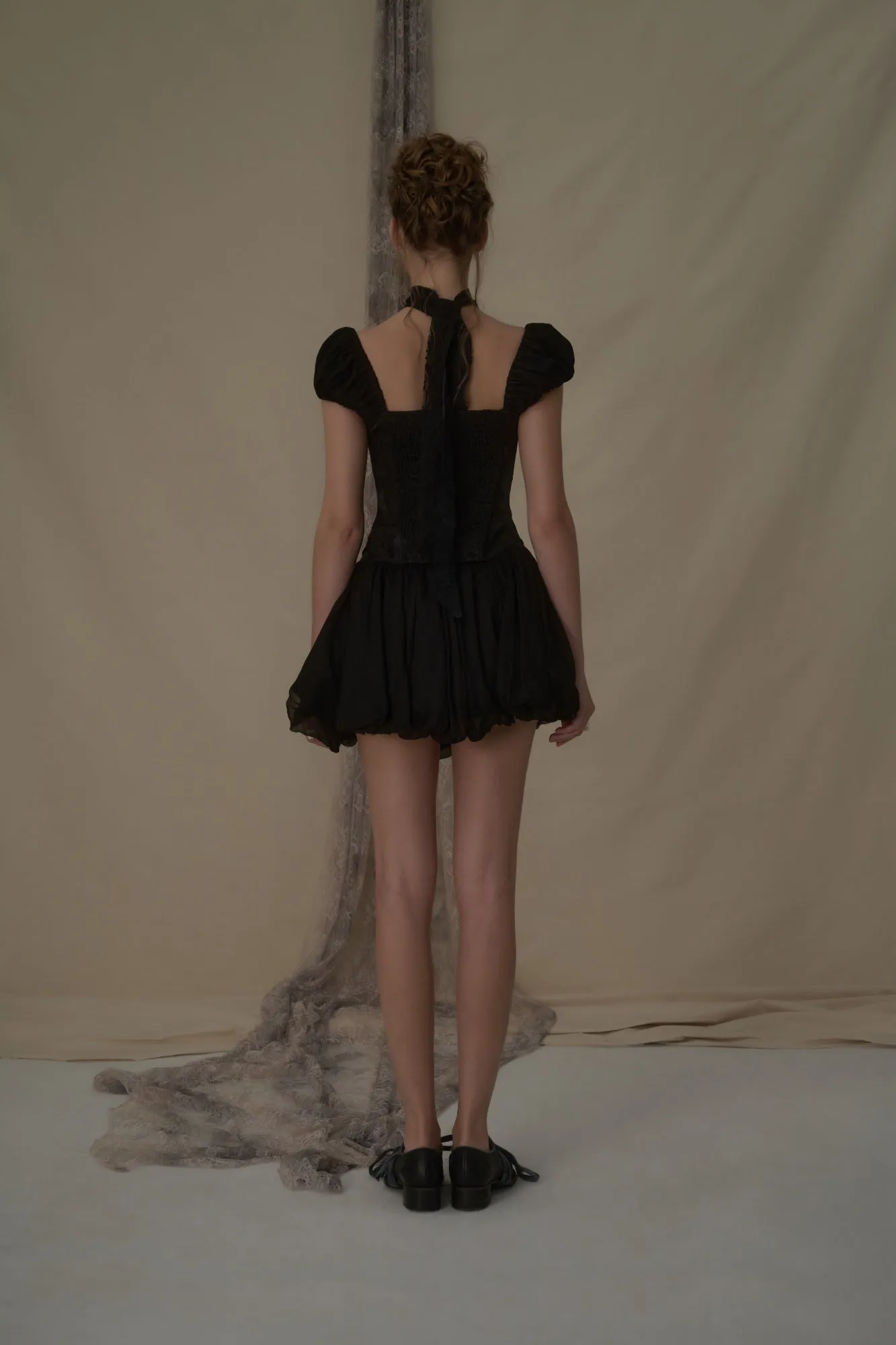 Black Puff Bud Skirt