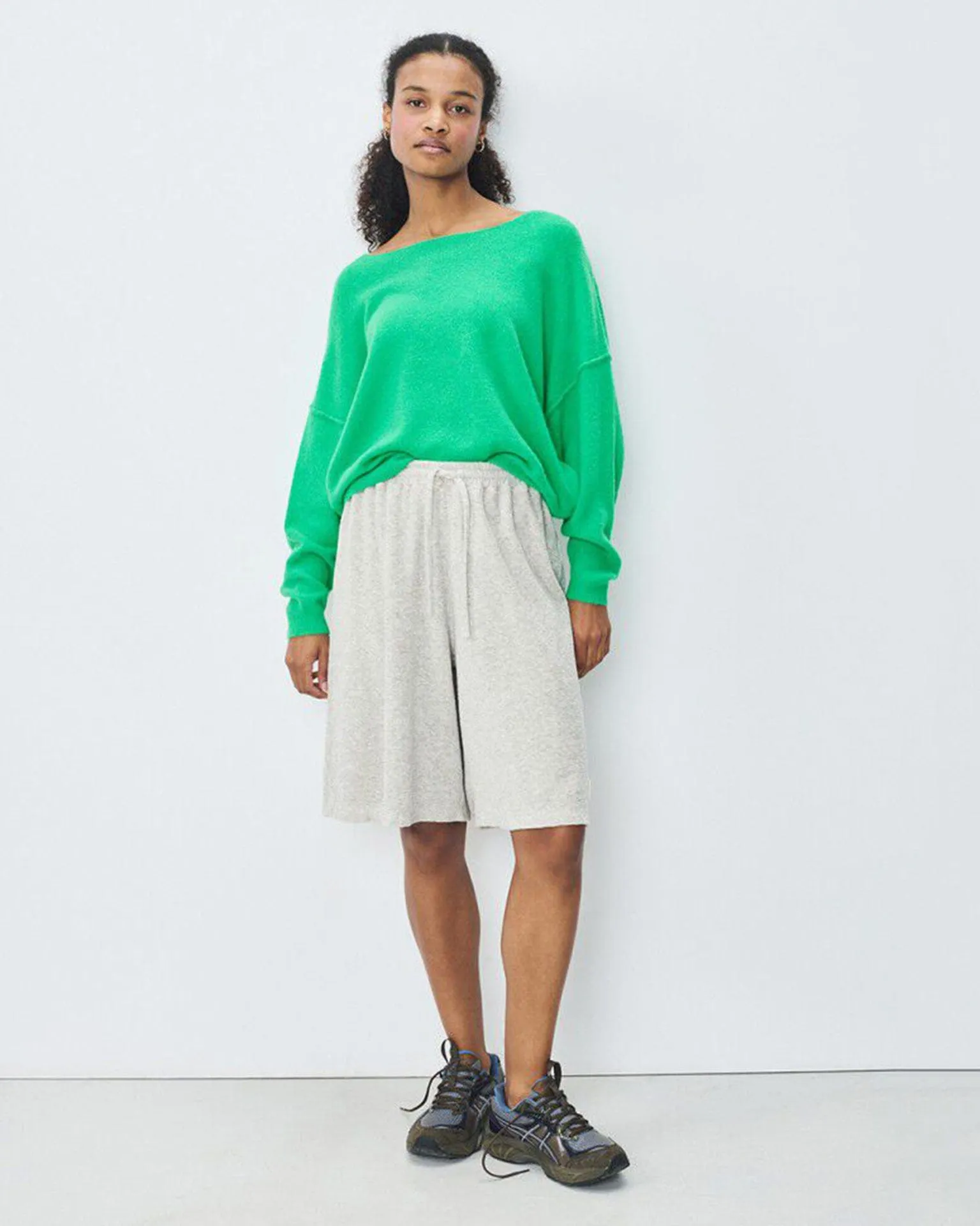 Damsville Wide Scoop Sweater in Printemps Chine