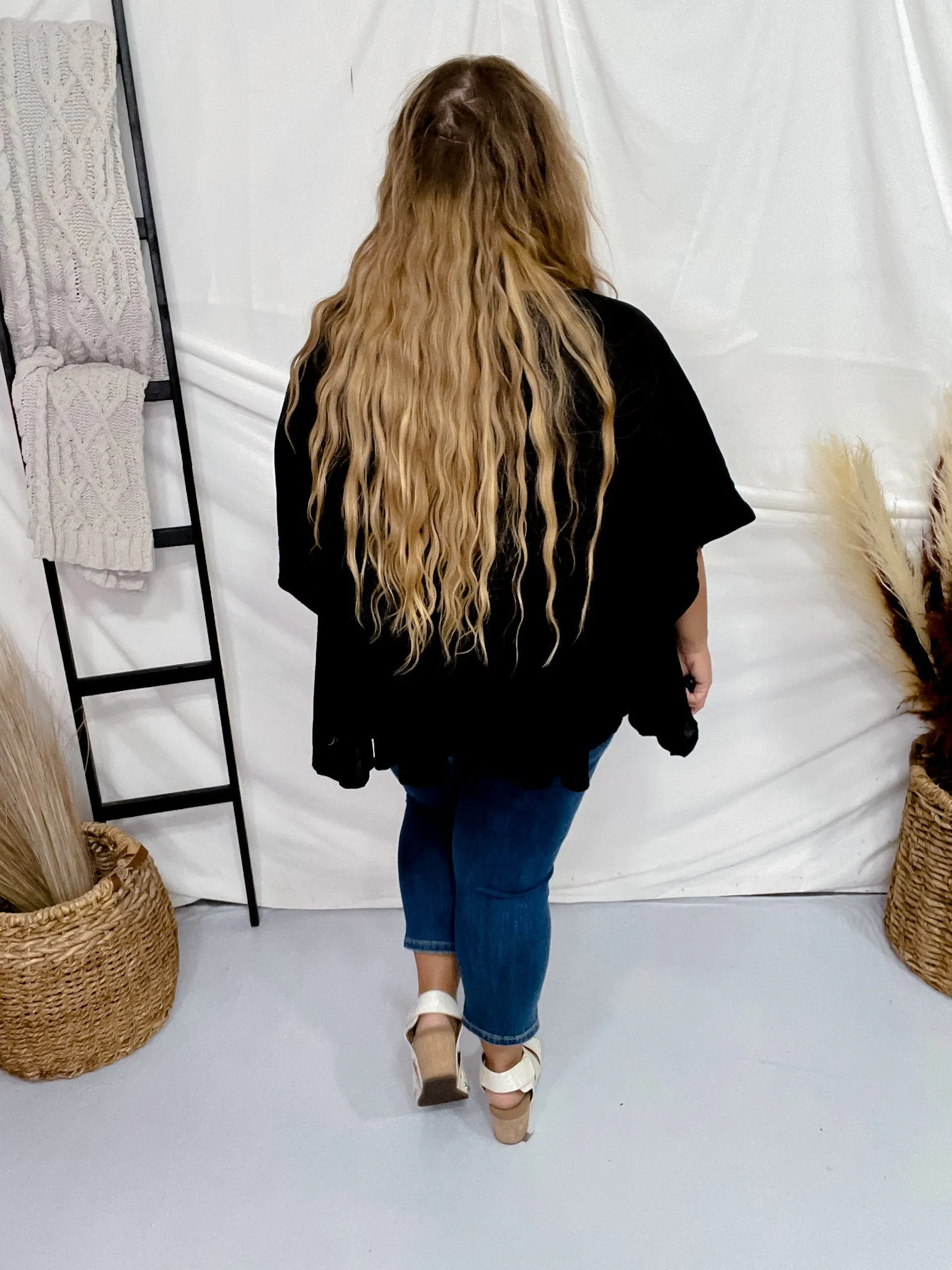 Floral Embroidered Poncho Tunic Top FINAL SALE