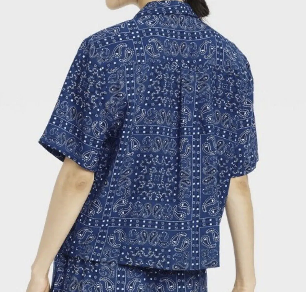 IML Blue Bandana Print Button Down- L