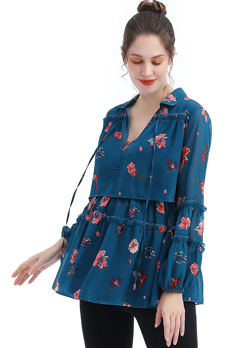 Kimi   Kai Maternity "Coco" Nursing Floral Print Blouse