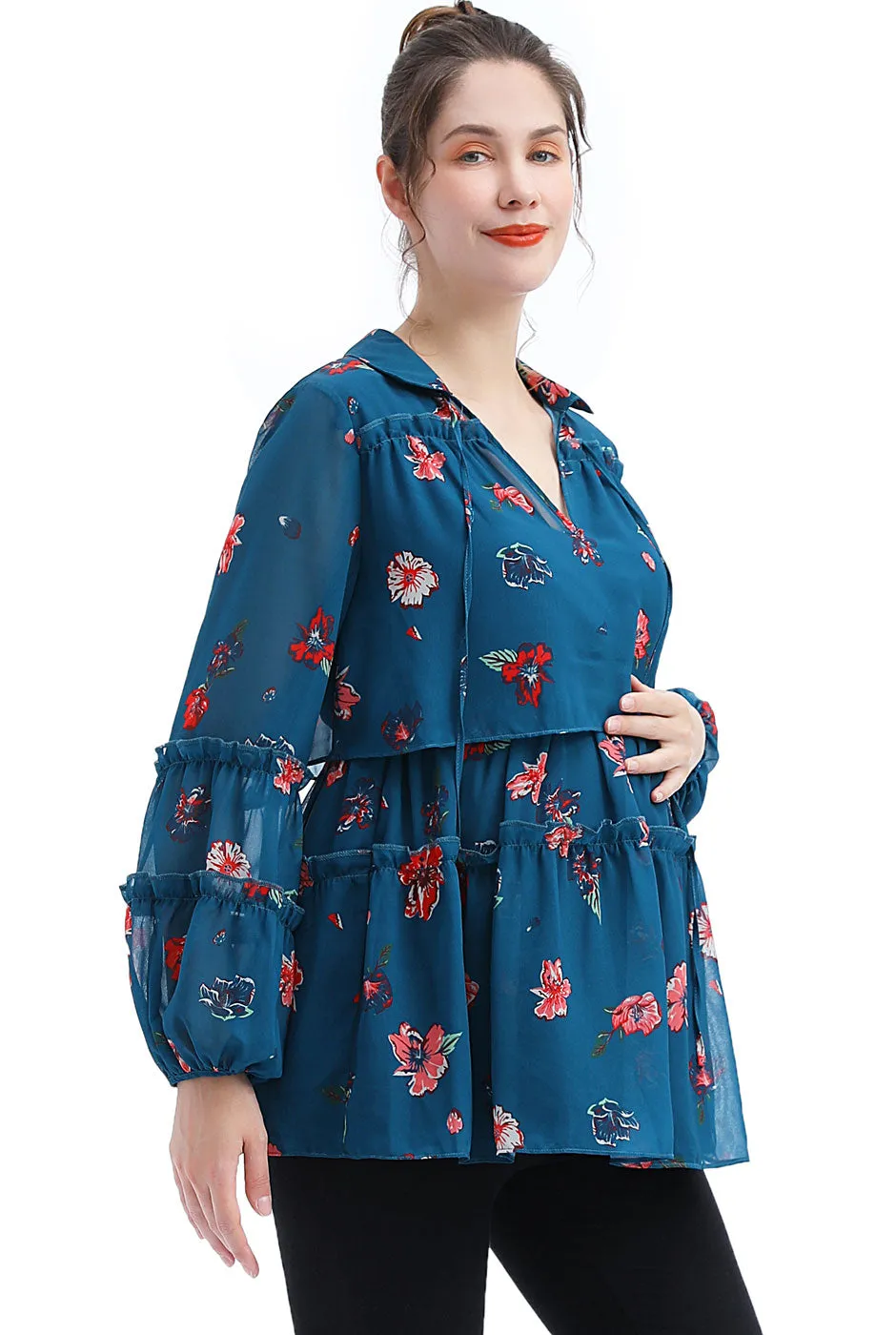 Kimi   Kai Maternity "Coco" Nursing Floral Print Blouse