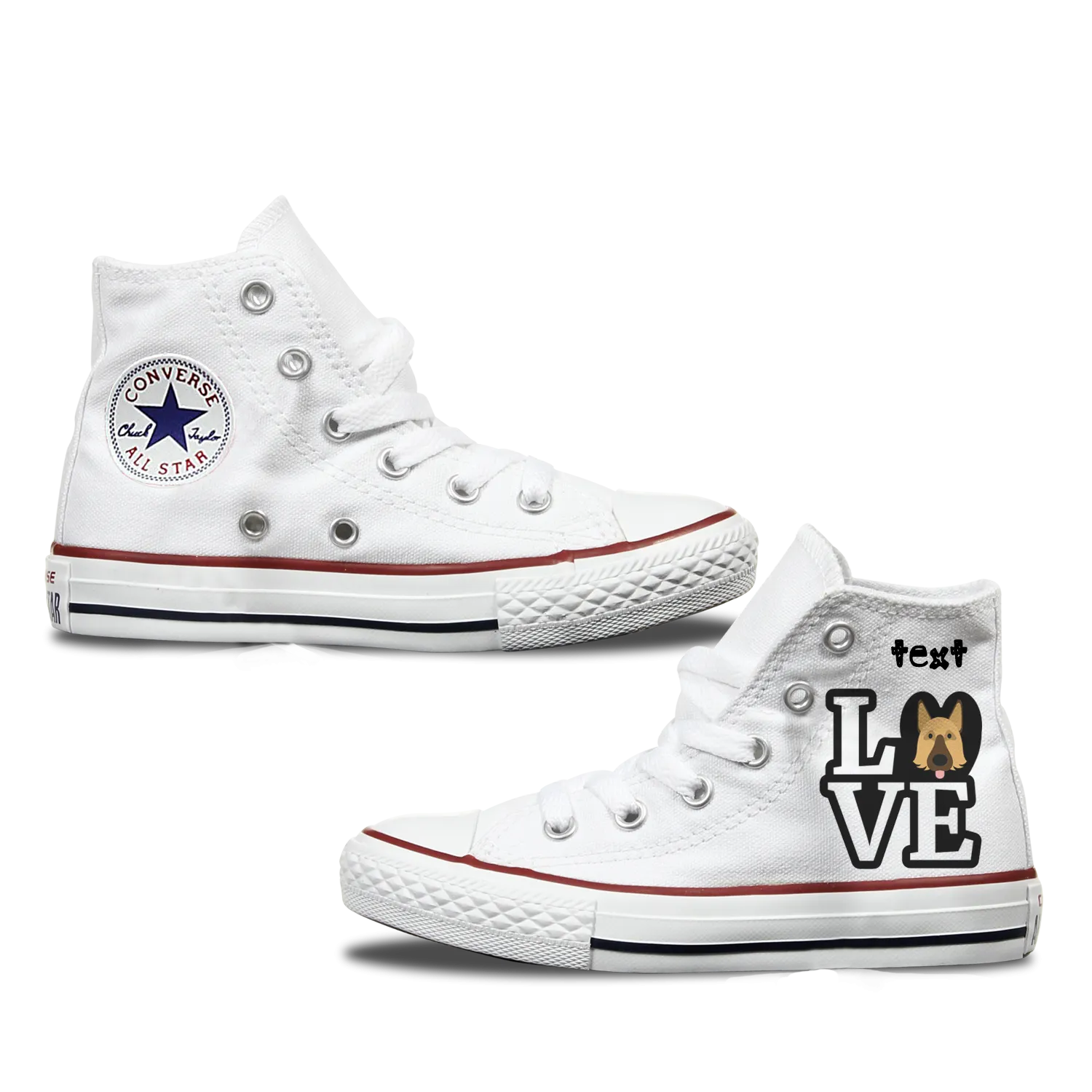 Love German Shepherd Kids Personalised Converse