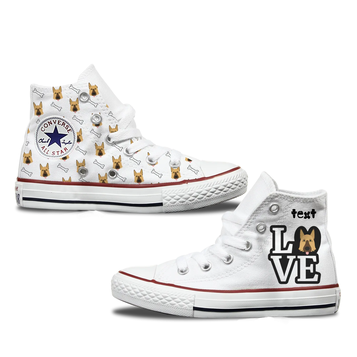 Love German Shepherd Kids Personalised Converse