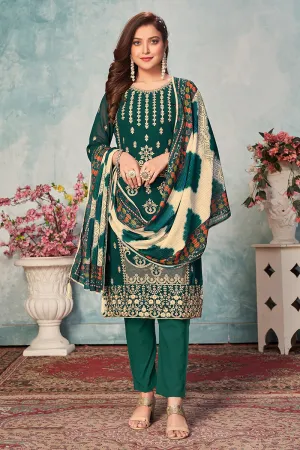 Pine Green Festival Wear Embroidered Georgette Suit