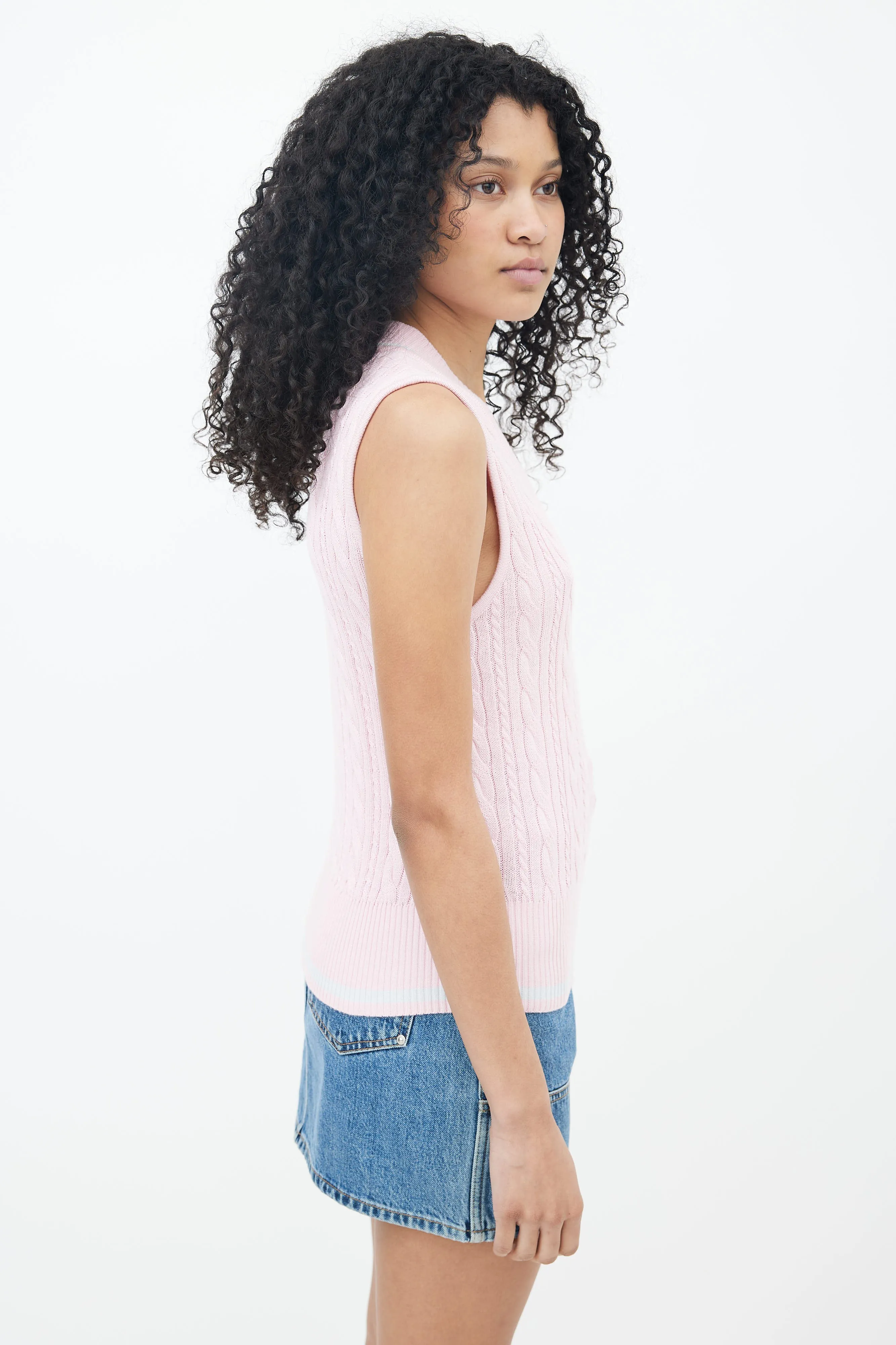 Pink Cable Knit Vest