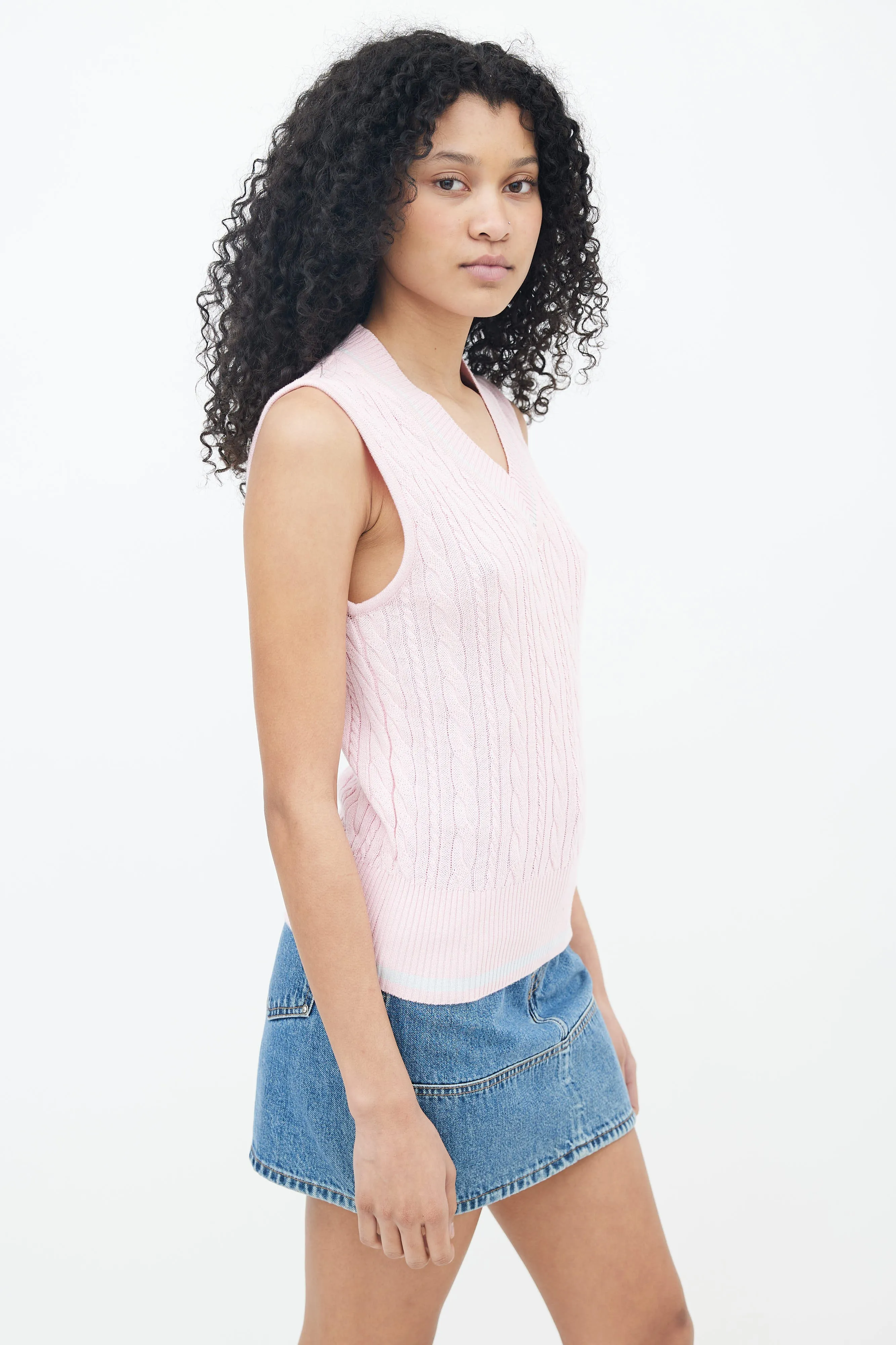 Pink Cable Knit Vest