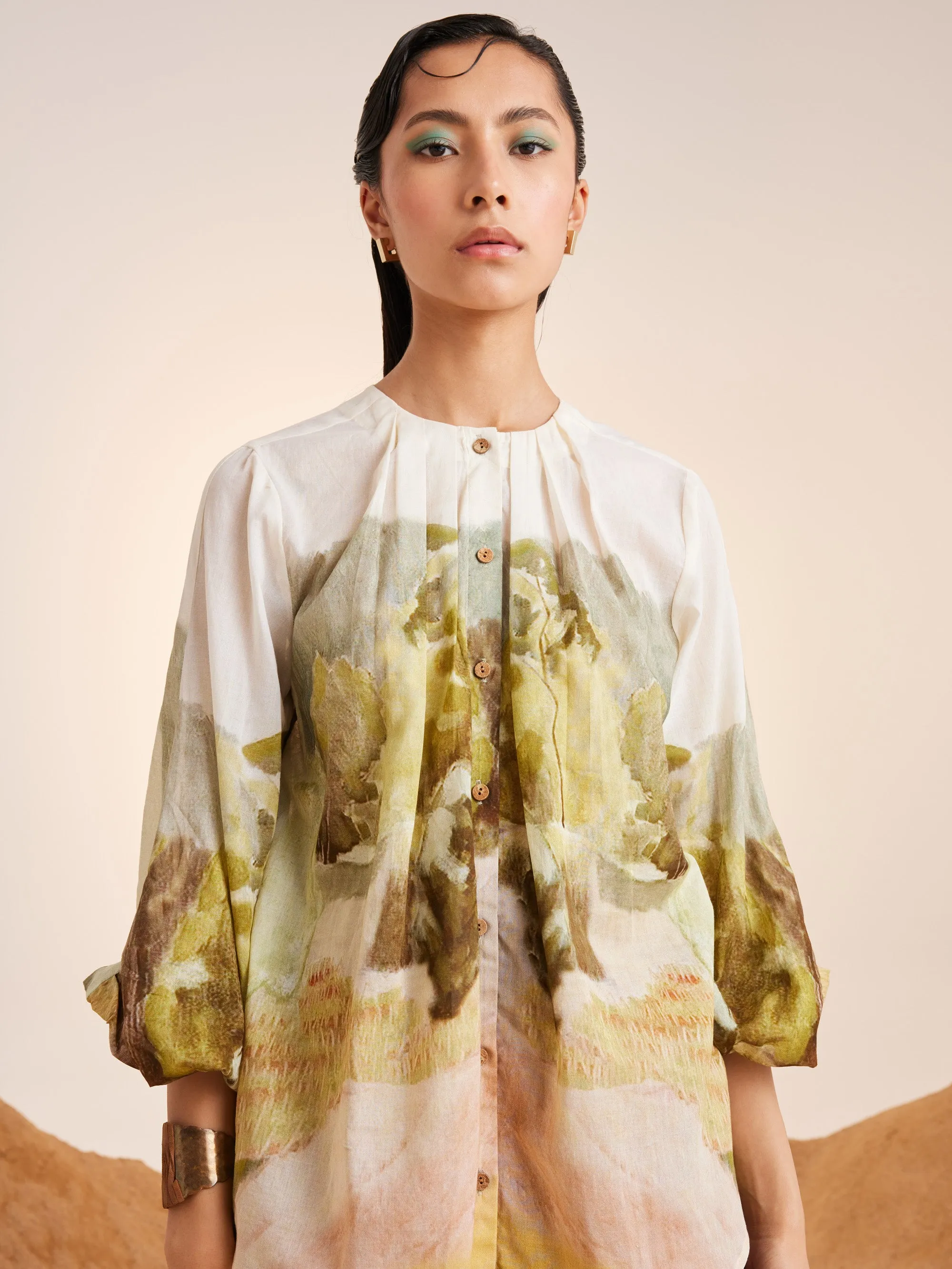 Pleated Neck Shirt