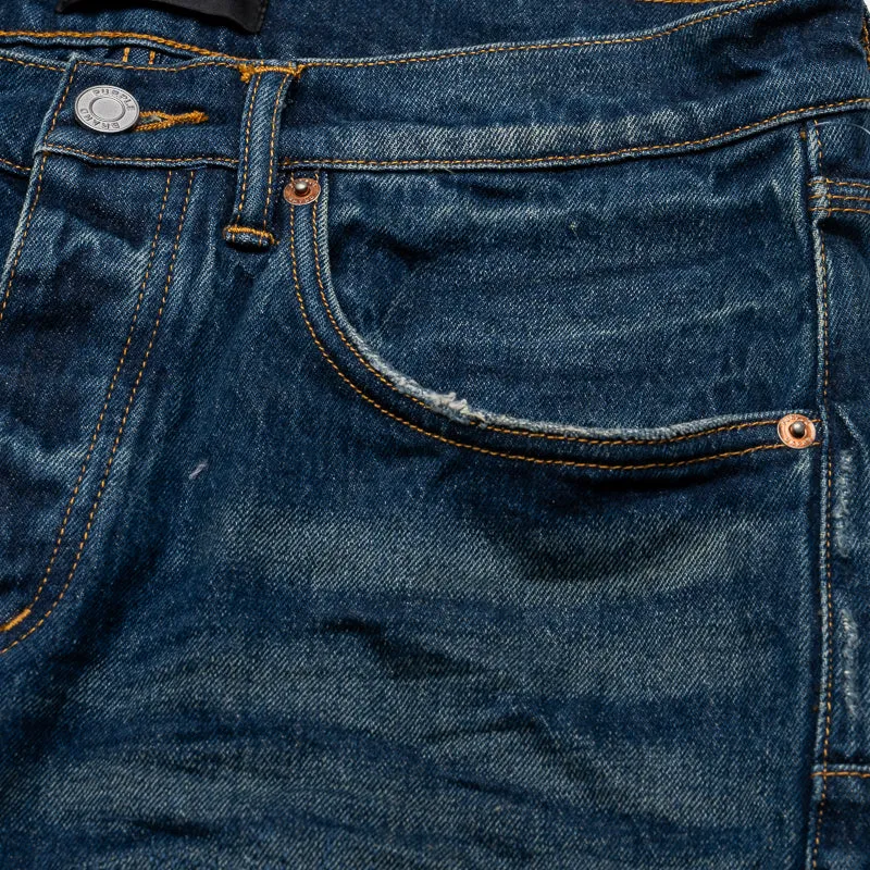 Purple Brand Low Rise Skinny Leg Light Destroy Jean - Dark Indigo