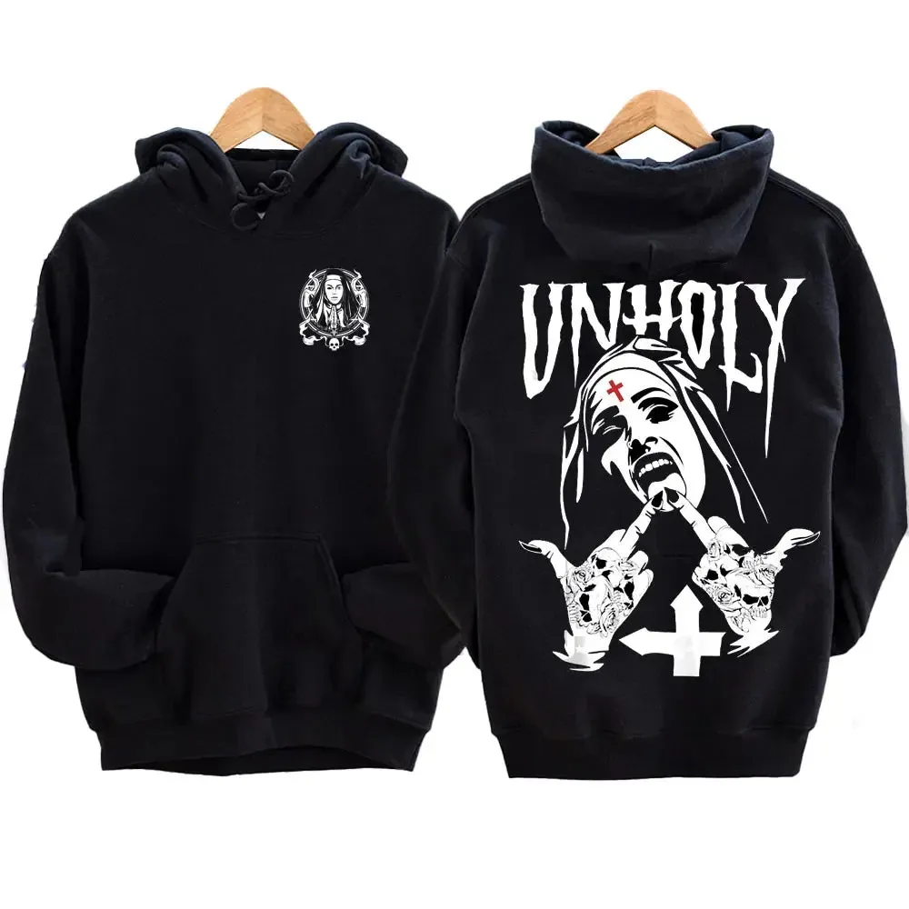 The Bad Nun Antisocial Hip-Hop Hoodie – Harajuku Gothic Streetwear for Men’s Autumn-Winter Style