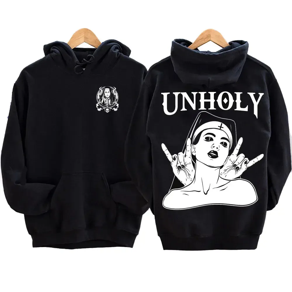 The Bad Nun Antisocial Hip-Hop Hoodie – Harajuku Gothic Streetwear for Men’s Autumn-Winter Style
