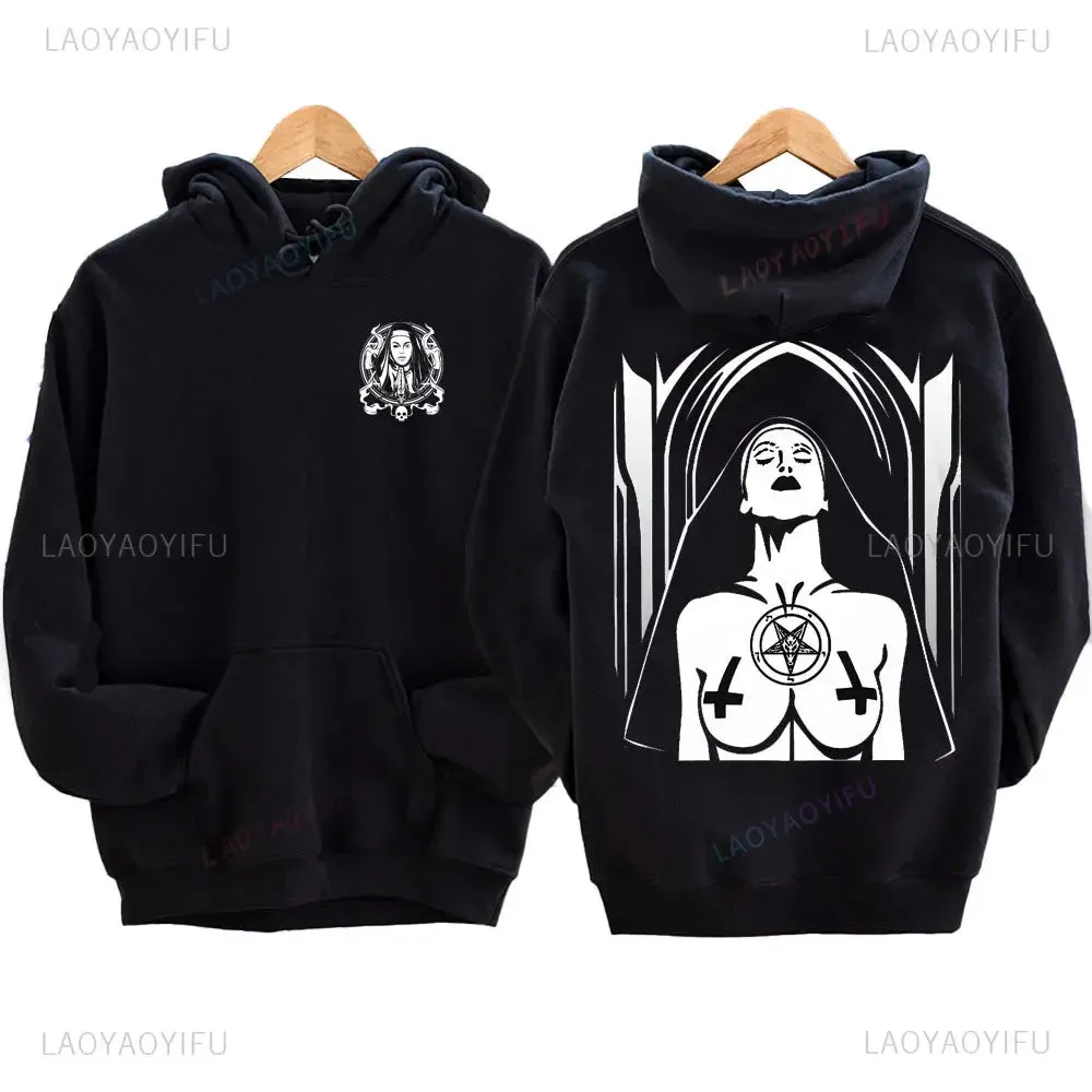 The Bad Nun Antisocial Hip-Hop Hoodie – Harajuku Gothic Streetwear for Men’s Autumn-Winter Style