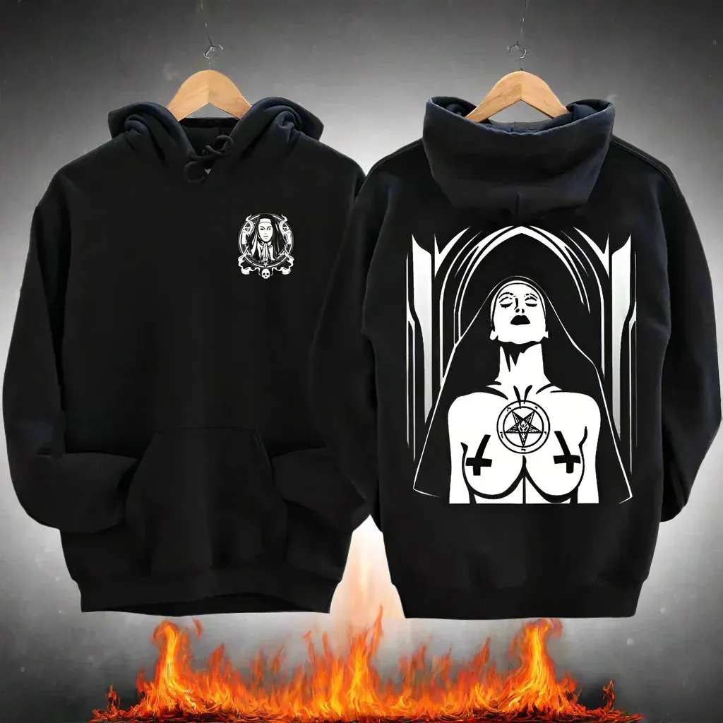 The Bad Nun Antisocial Hip-Hop Hoodie – Harajuku Gothic Streetwear for Men’s Autumn-Winter Style