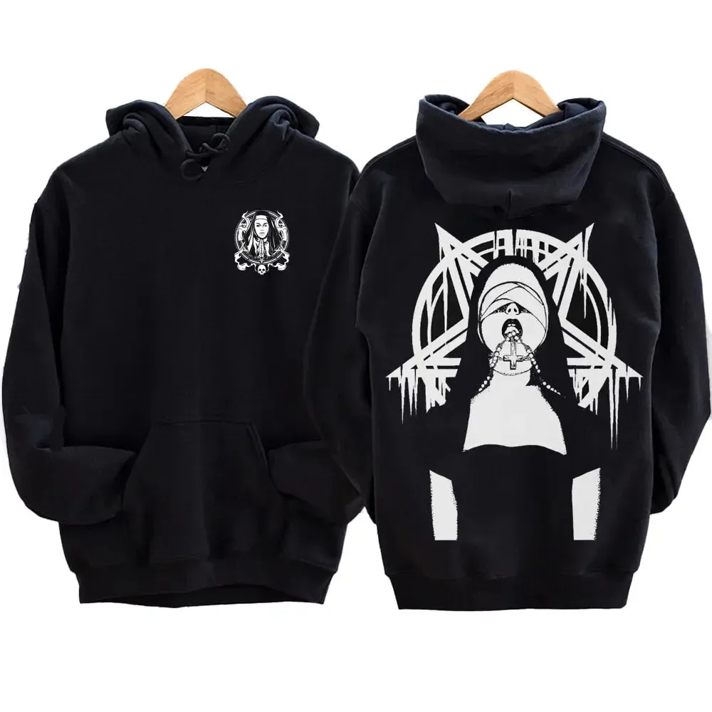 The Bad Nun Antisocial Hip-Hop Hoodie – Harajuku Gothic Streetwear for Men’s Autumn-Winter Style