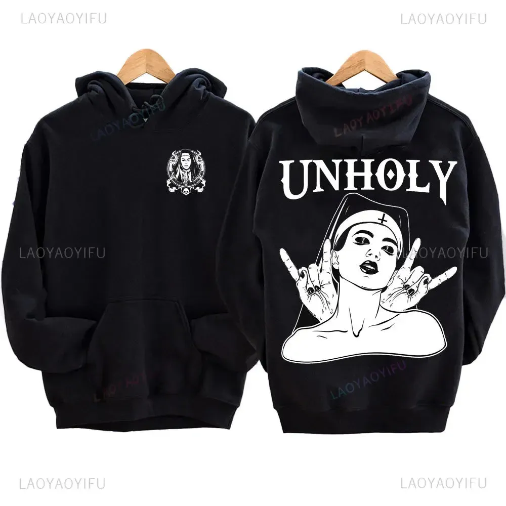 The Bad Nun Antisocial Hip-Hop Hoodie – Harajuku Gothic Streetwear for Men’s Autumn-Winter Style