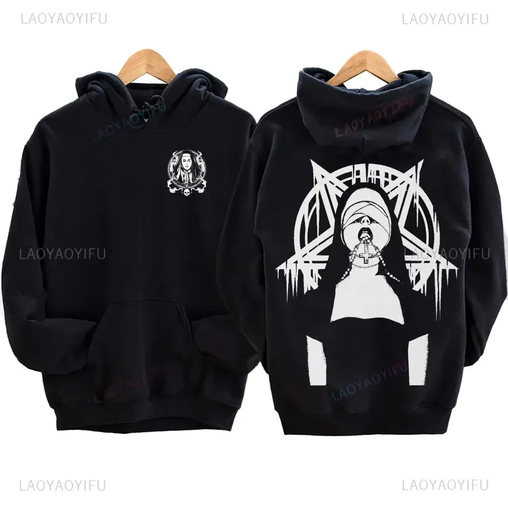 The Bad Nun Antisocial Hip-Hop Hoodie – Harajuku Gothic Streetwear for Men’s Autumn-Winter Style