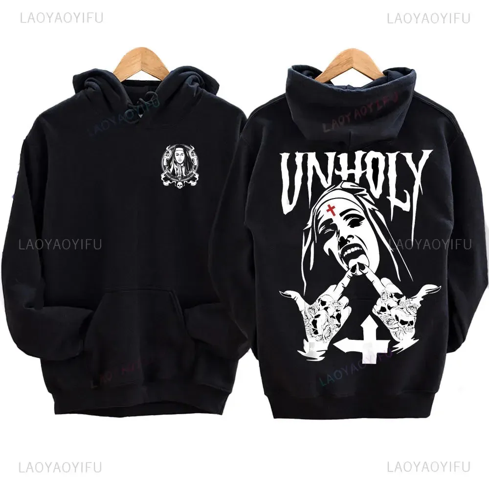 The Bad Nun Antisocial Hip-Hop Hoodie – Harajuku Gothic Streetwear for Men’s Autumn-Winter Style