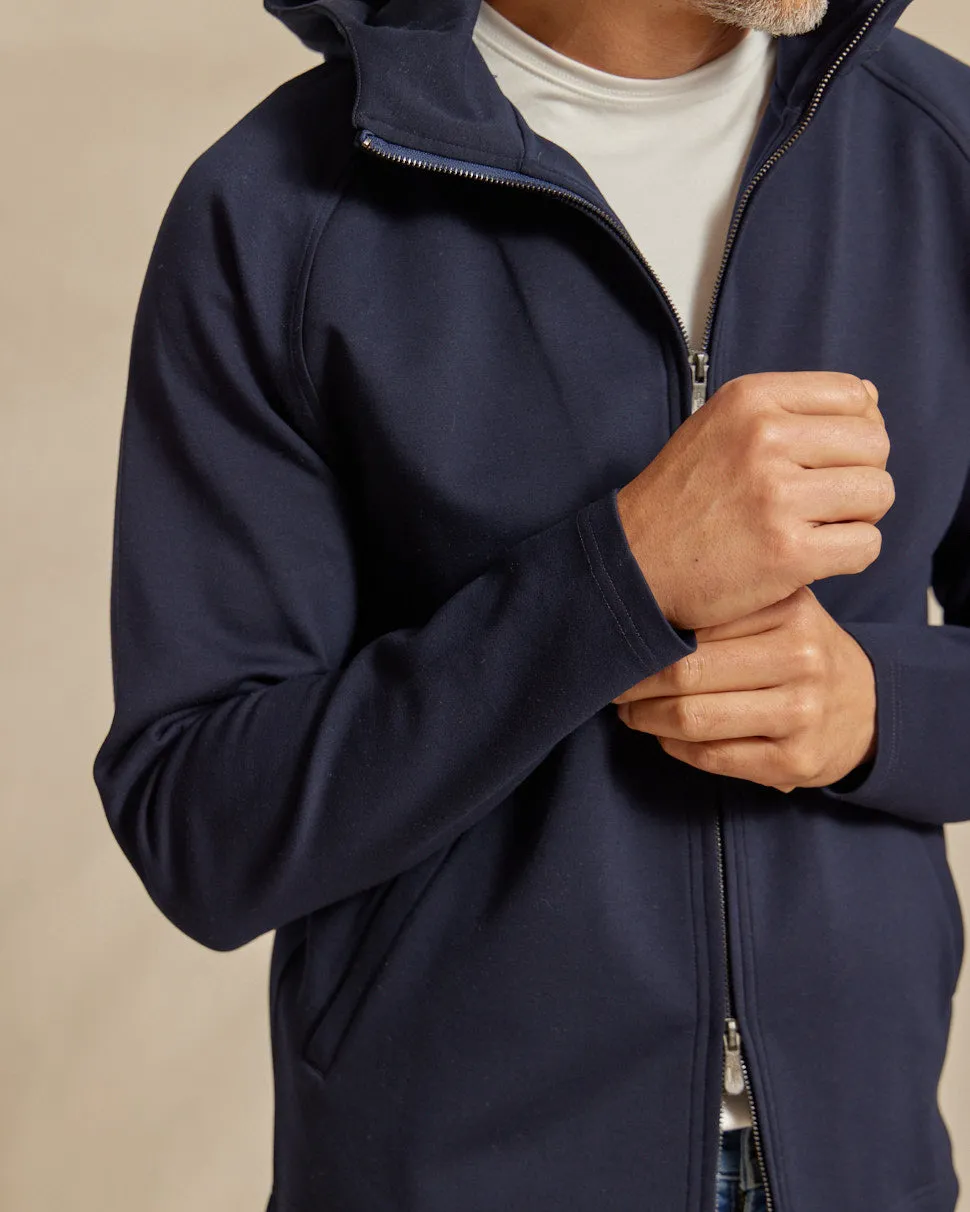 The Logan - Scuba Hooded Jacket - Navy/Charcoal